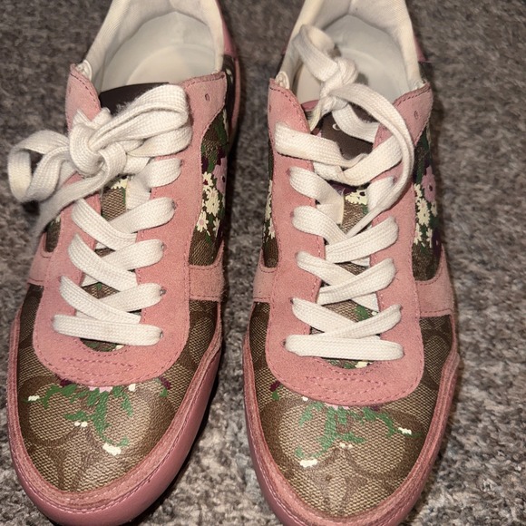 Coach Women's Khaki Pink Shoes Size 8 C142FP Sig C Rnr - Picture 4 of 7